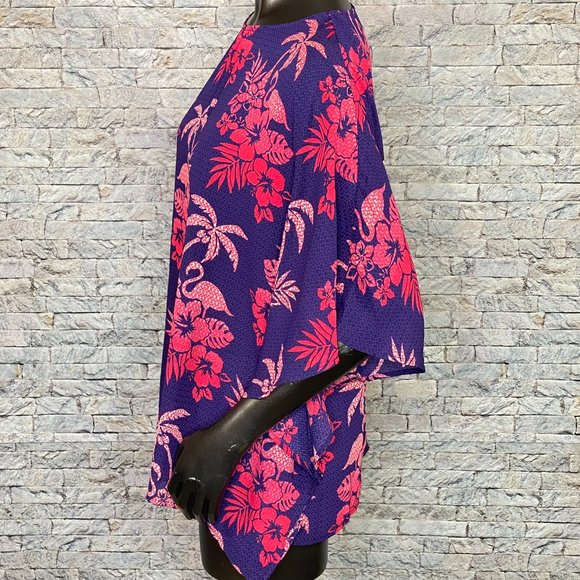 Quacker Factory Floral Print Cover Up Tunic - Picture 2 of 6